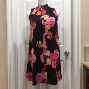 Calvin Klein Floral Sleeveless Trapeze Dress